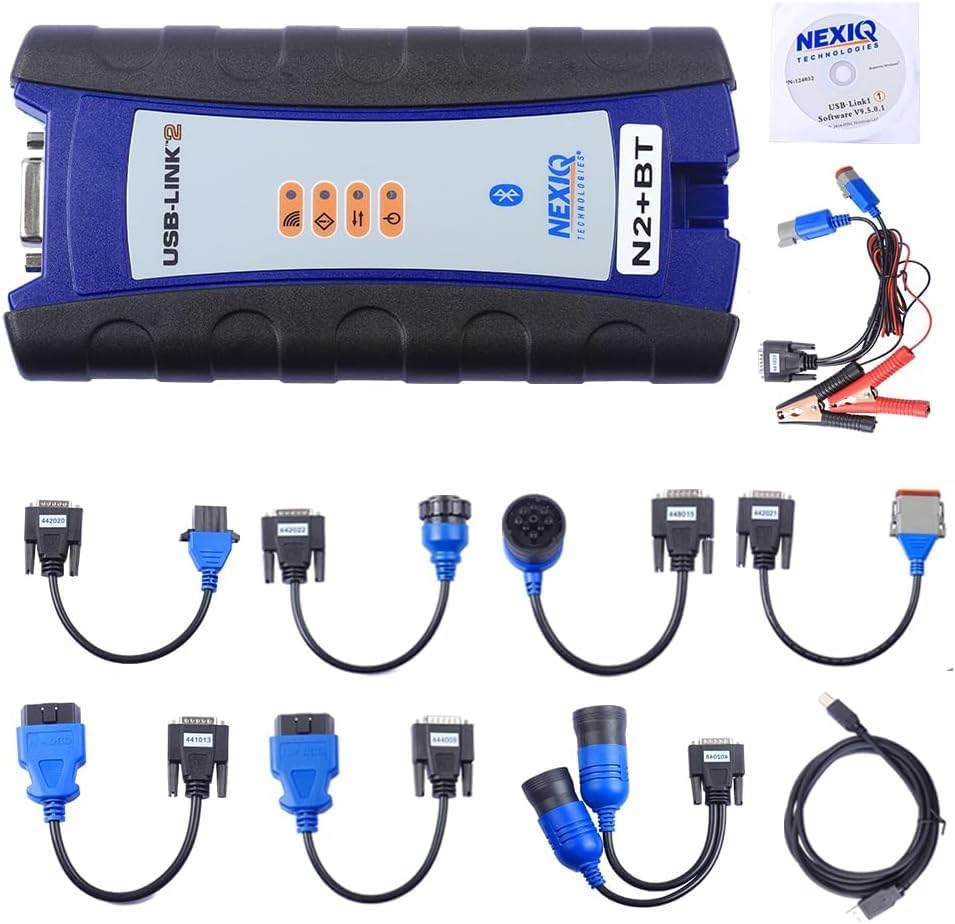 Usb-Link Nexiq N2+BT Diagnostic Tool with Cables, Bluetooth Nexiq USB Link 2 Heavy Duty Truck Scanner Diagnosis