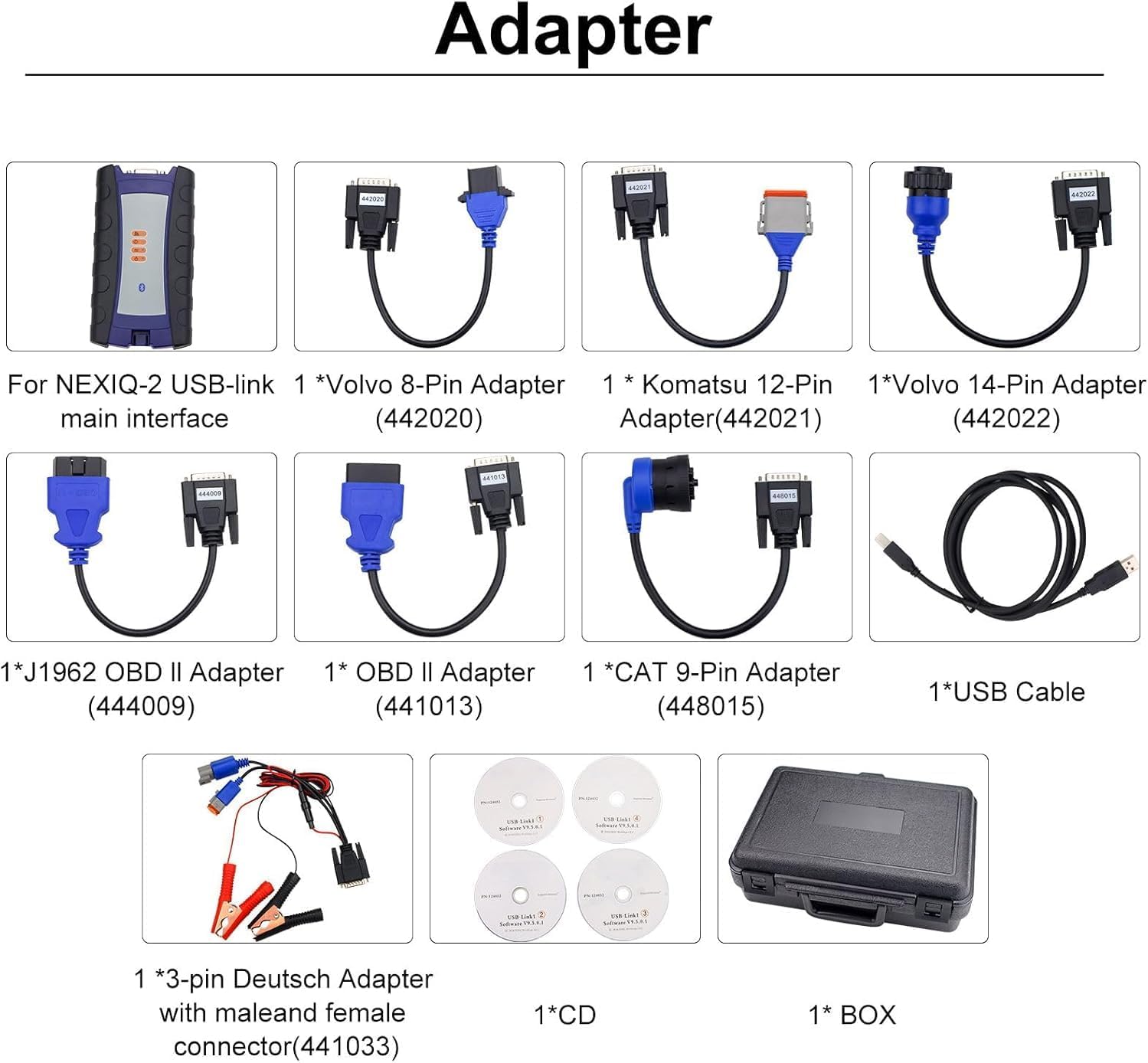 Usb-Link Nexiq N2+BT Diagnostic Tool with Cables, Bluetooth Nexiq USB Link 2 Heavy Duty Truck Scanner Diagnosis